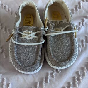 Hey Dude Kids Glittery Gray Moccasins